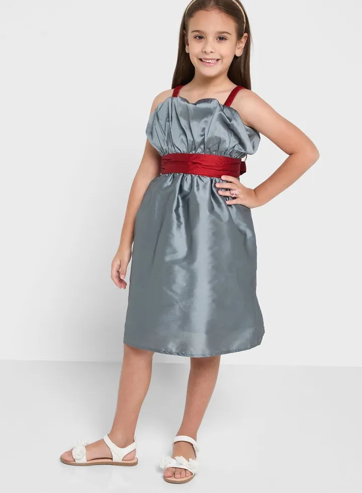 Girls Flared Party Wear Strap Dress