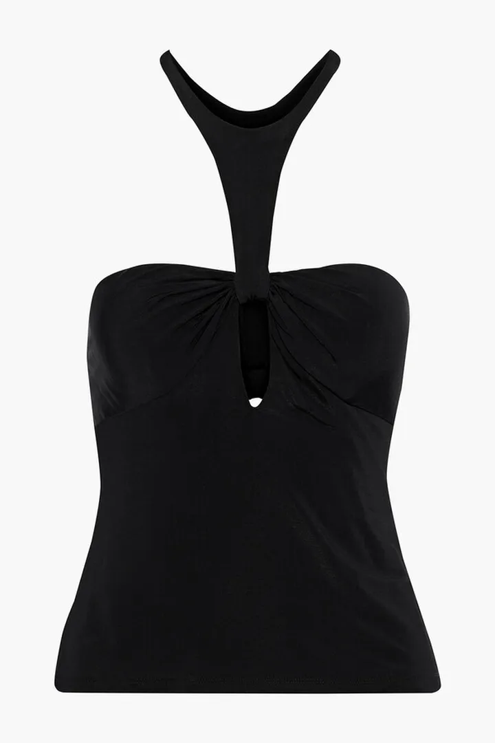 Mabel cutout stretch-jersey halterneck top