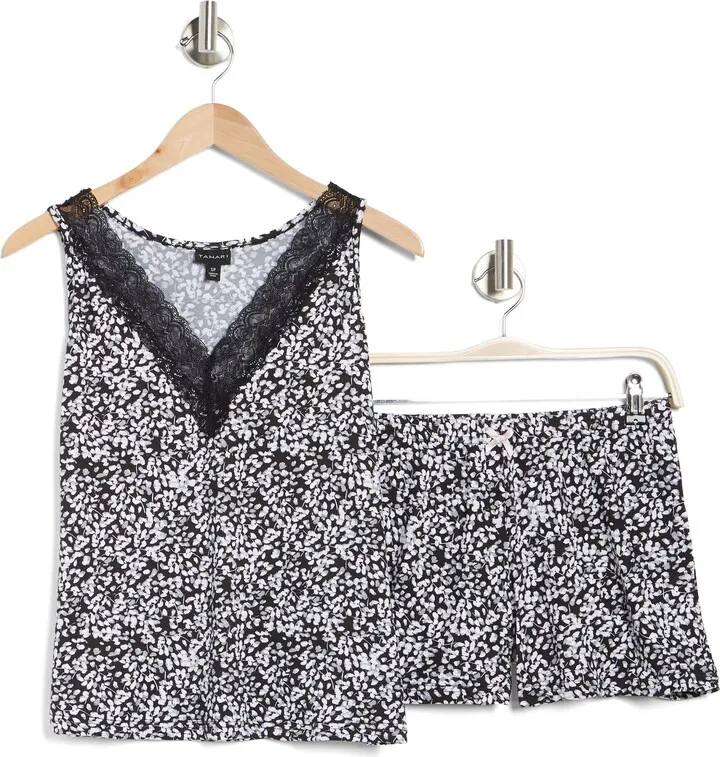 Lace Neckline Short Pajamas