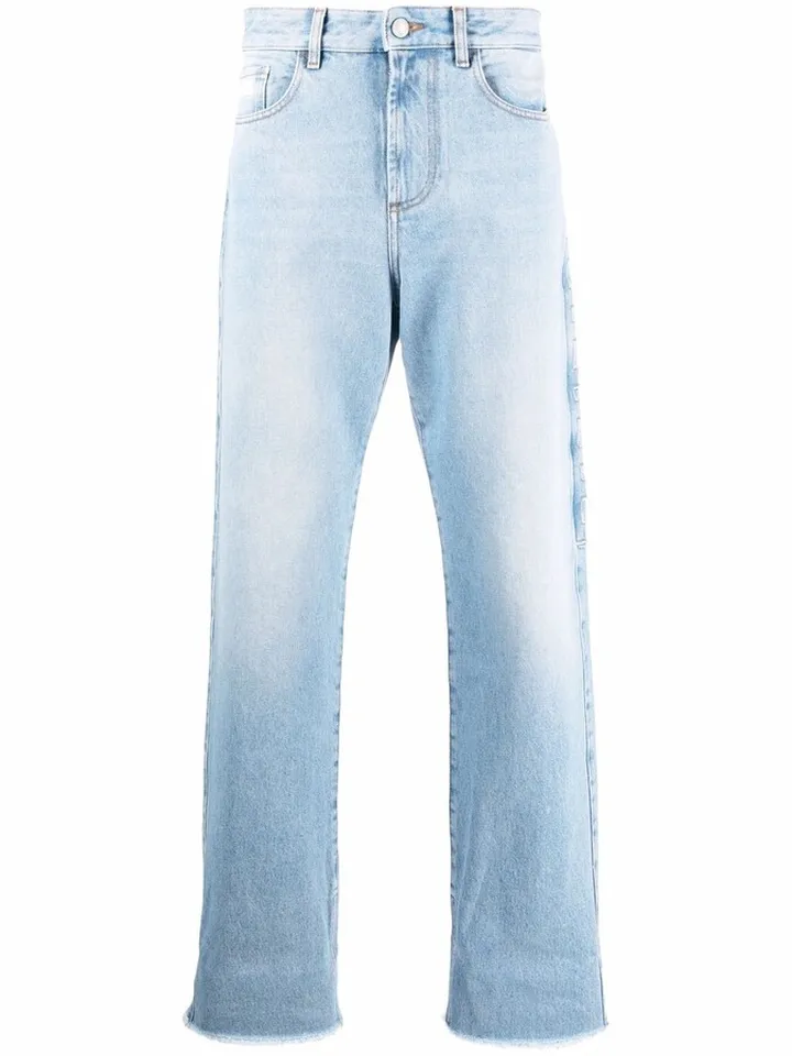 Light-Wash Wide-Leg Jeans