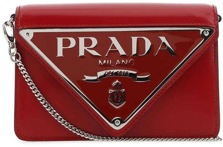 Prada Logo Plaque Chained Shoulder Bag