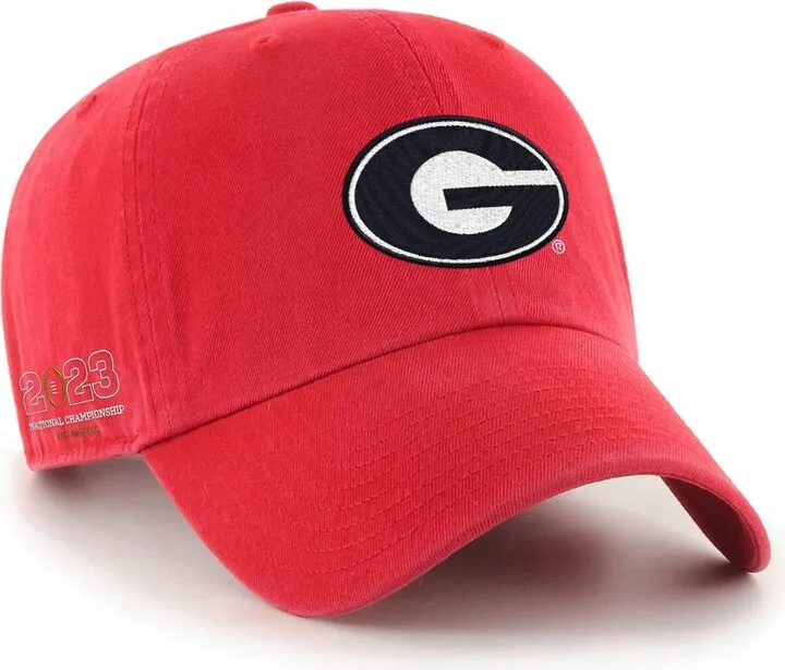 Men's '47 Brand Red Georgia Bulldogs College Football Playoff 2023 National Championship Game Clean Up Adjustable Hat