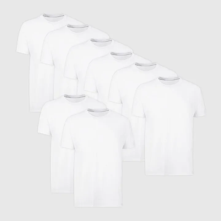 Hanes Men's 6pk+2 Crew Neck T-Shirt - White M