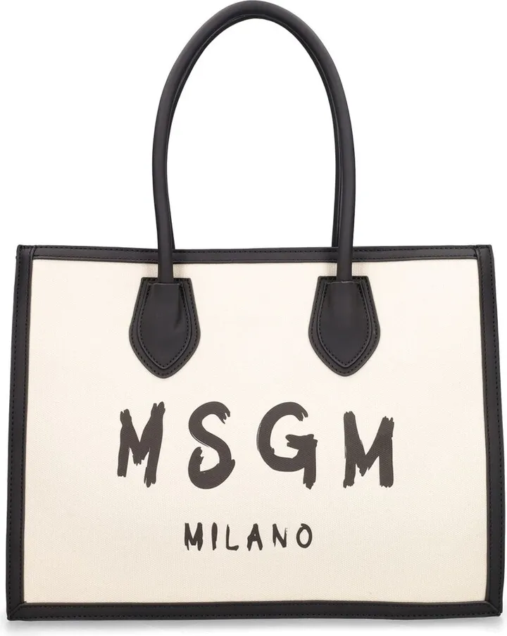 Logo print cotton canvas changing bag