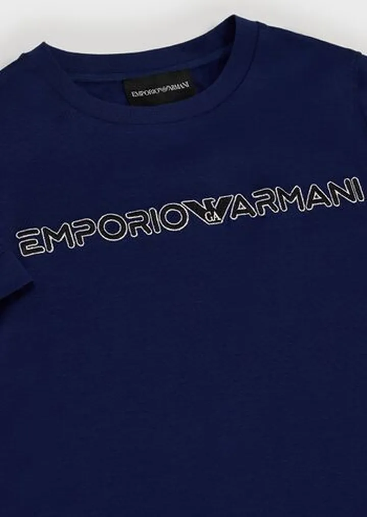 Tencel blend jersey T-shirt with logo embroidery