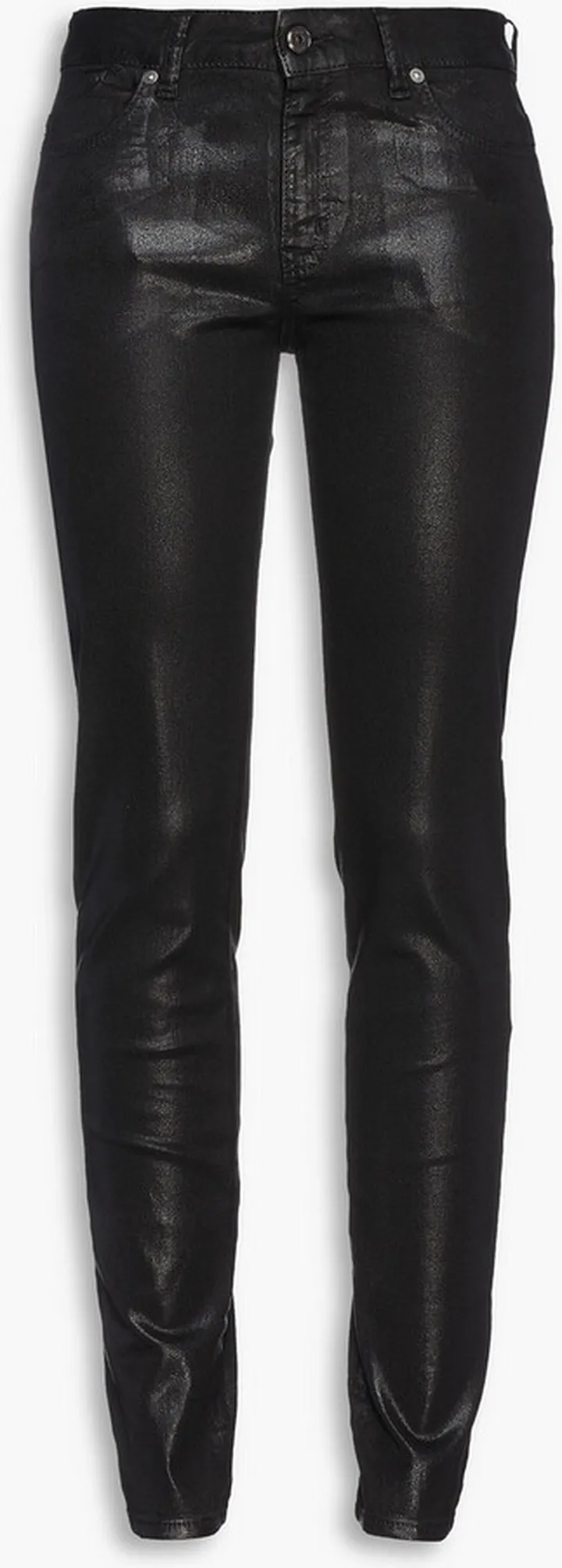 Coated mid-rise slim-leg jeans
