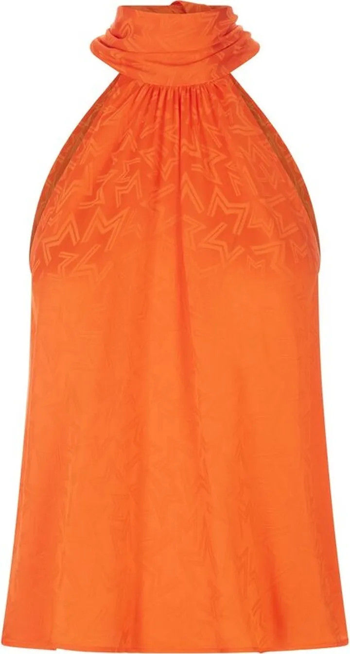 MSGM Star-Printed Halterneck Sleeveless Blouse