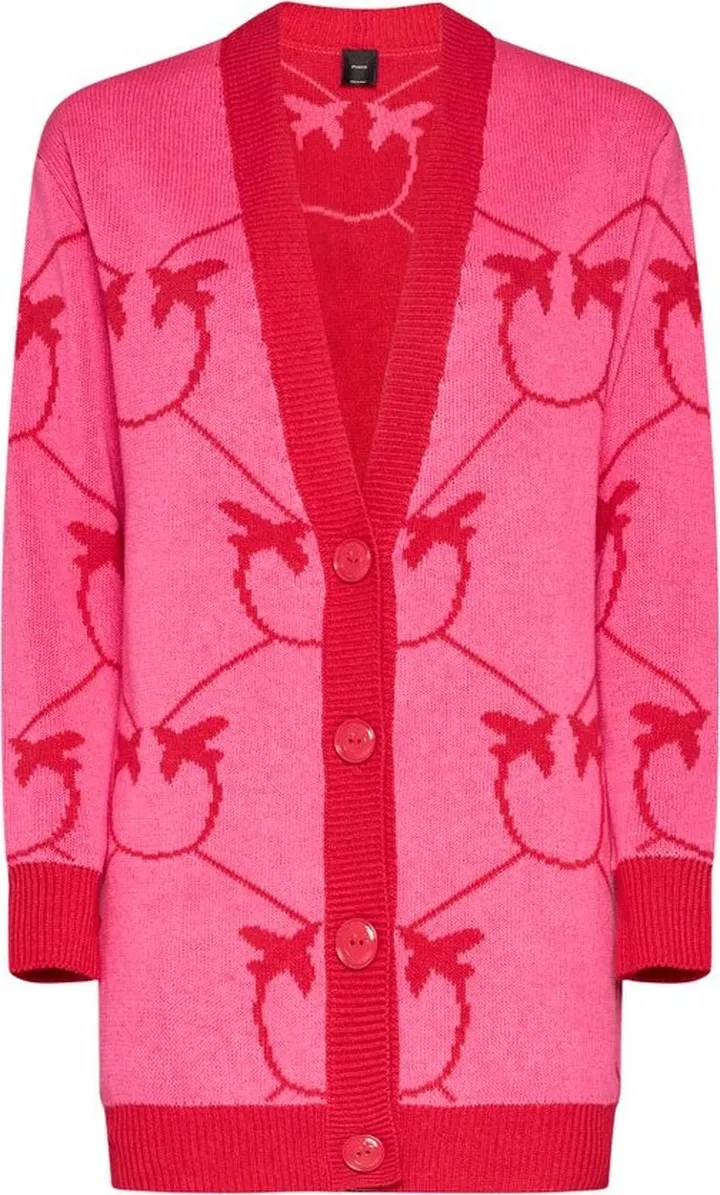 Pinko Monogram Jacquard V-Neck Cardigan