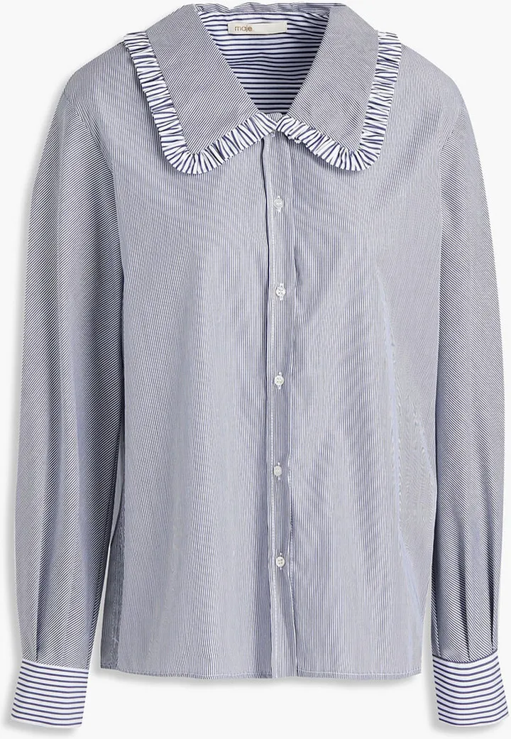 Civial ruffle-trimmed striped cotton-poplin shirt
