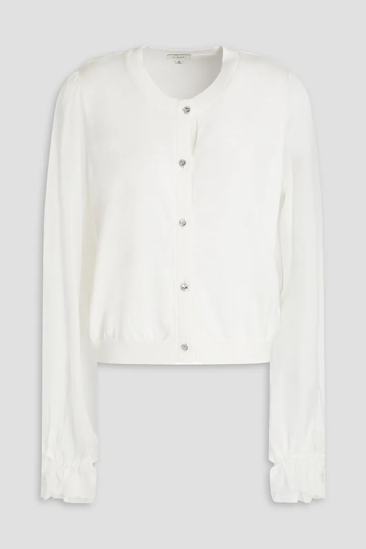 Peggy silk georgette-paneled merino wool cardigan