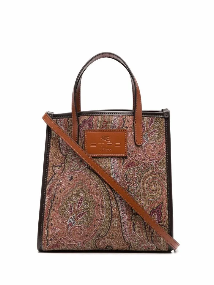 Paisley-Print Faux-Leather Tote