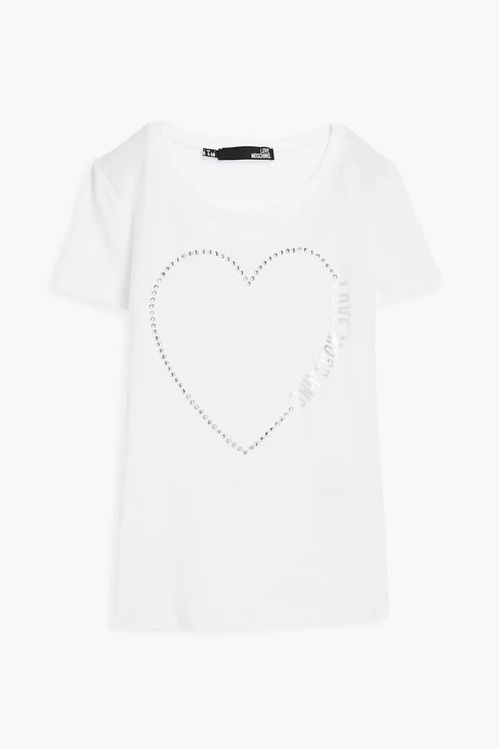 Crystal-embellished printed stretch-cotton jersey T-shirt