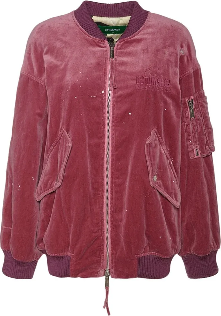 Oversized cotton velvet bomber jacket