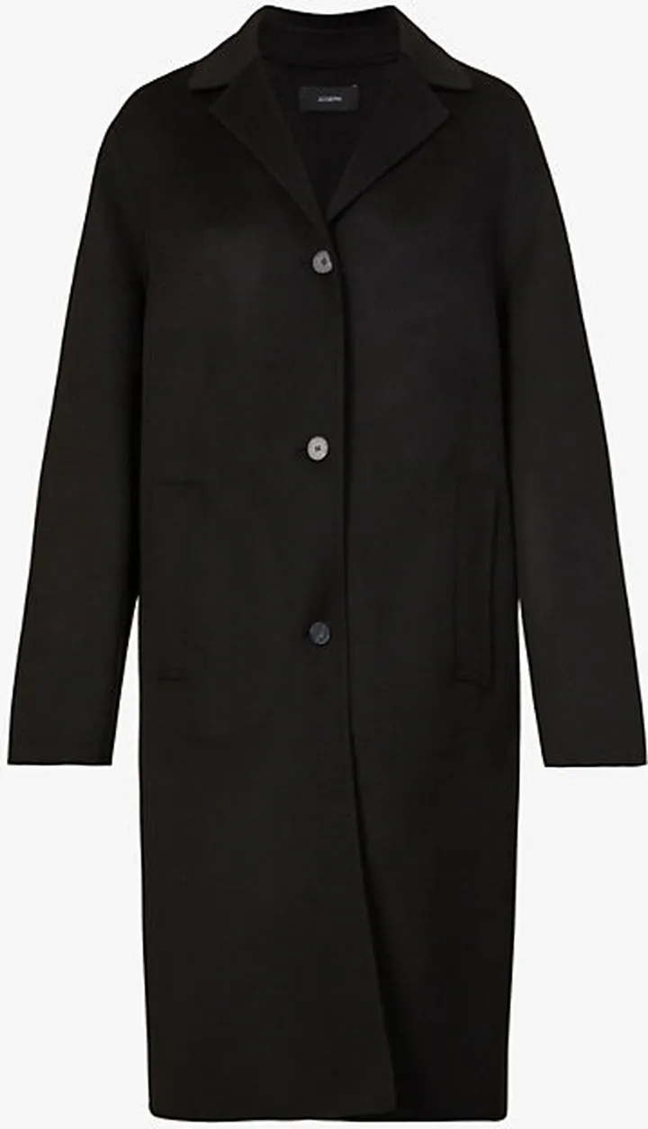 Womens Black Relaxed-fit Wool and Cashmere-blend Coat