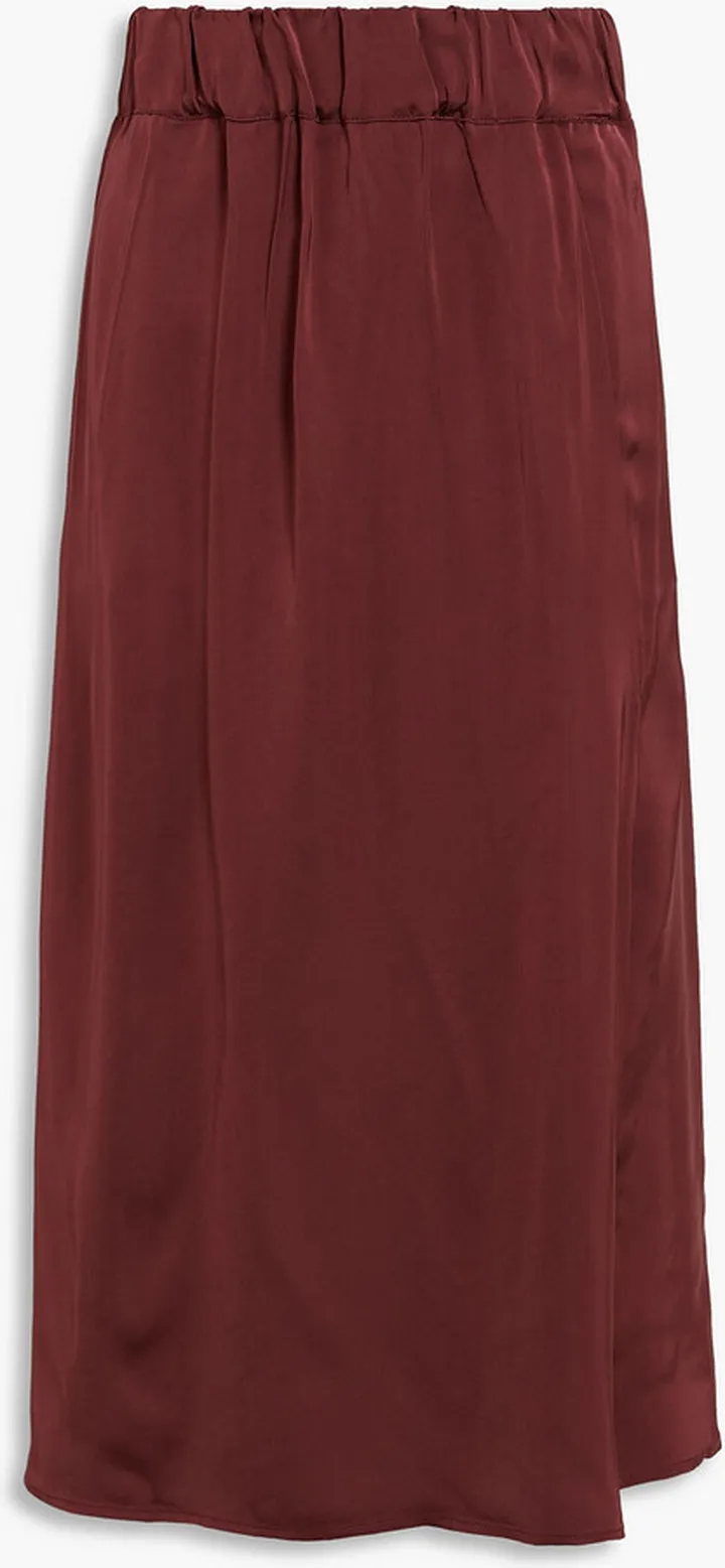 Irena gathered satin midi skirt
