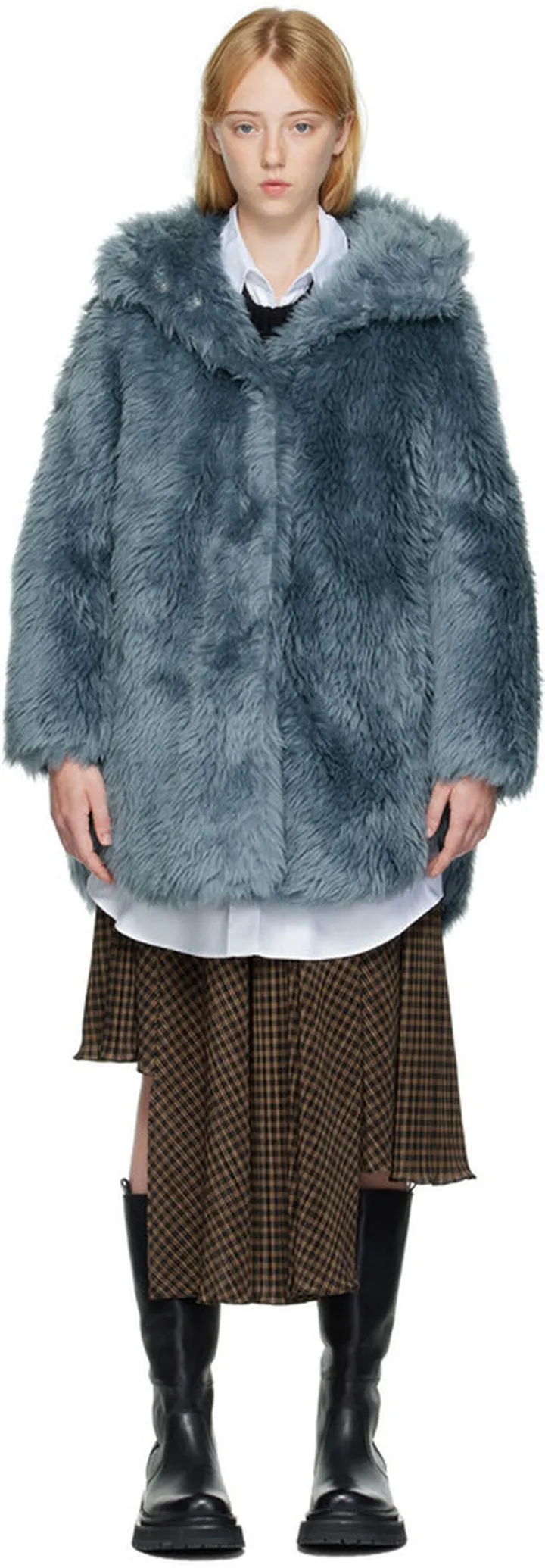 Yves Salomon - Meteo Blue Wool Coat