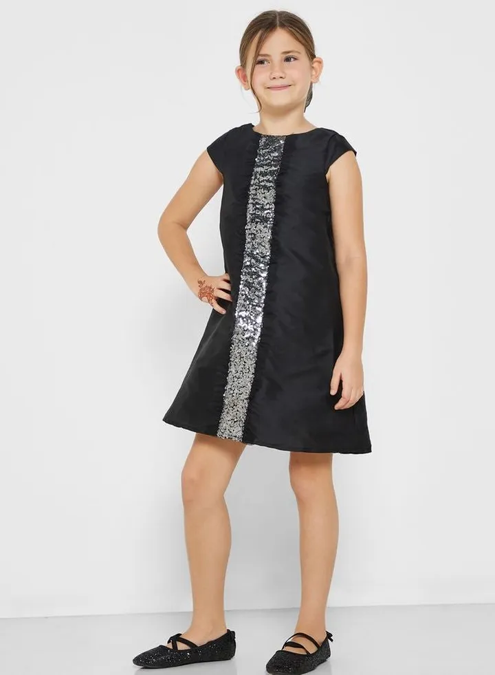 Party Wear Dress With Front Sequin Detailing
