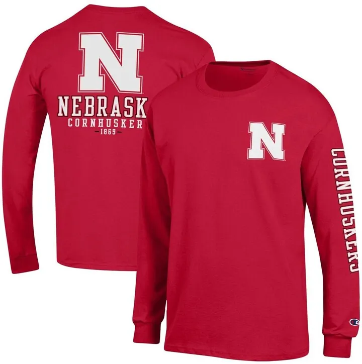 Men's Scarlet Nebraska Huskers Team Stack Long Sleeve T-shirt