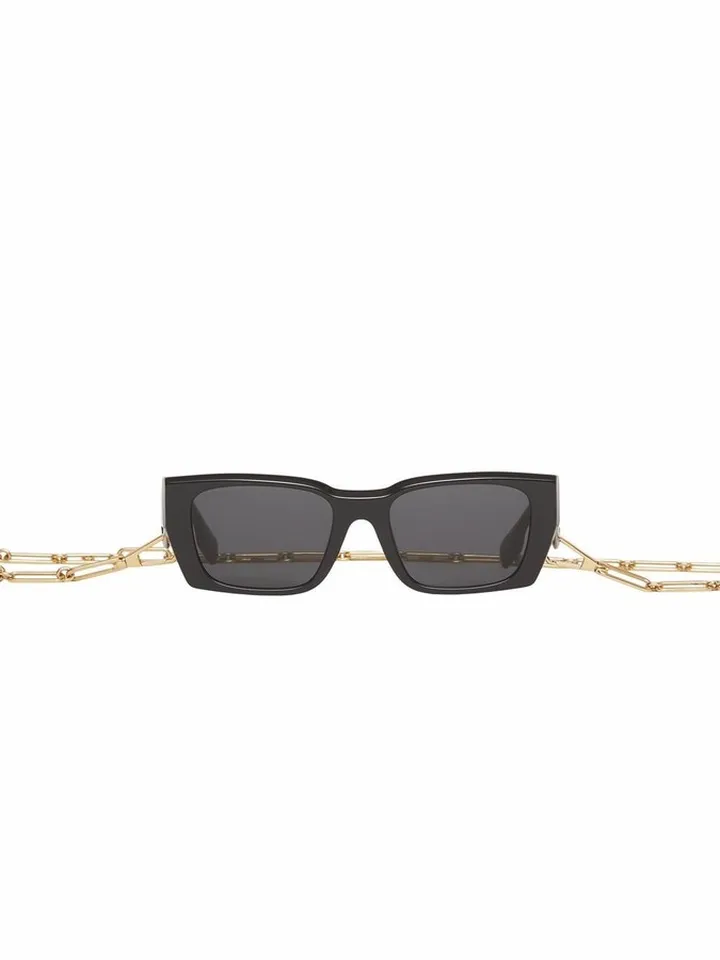 B motif rectangular-frame sunglasses