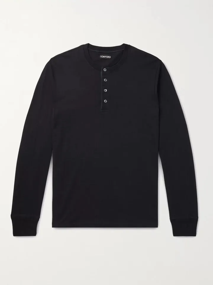 Cotton-Jersey Henley T-Shirt