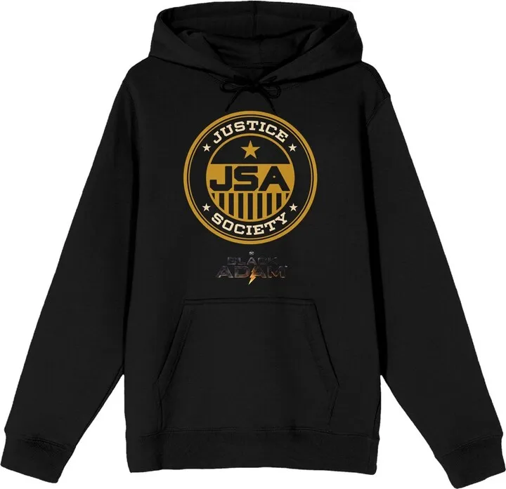 Black Adam Movie Justice Society Emblem Men’s Black Graphic Hoodie-XL