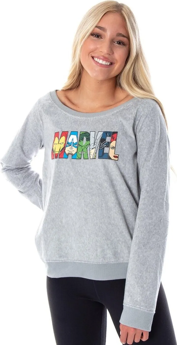 Marvel Comics Women's Avengers Heroes Long Sleeve Pullover Sleep Shirt Top (3X)