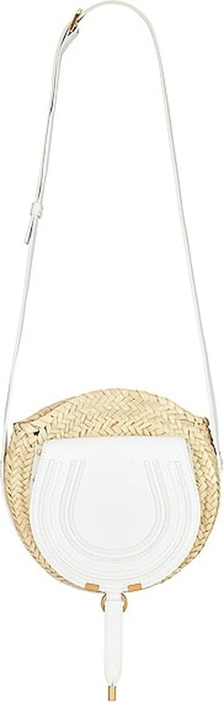 Chloe Marcie Raffia Crossbody Bag in White