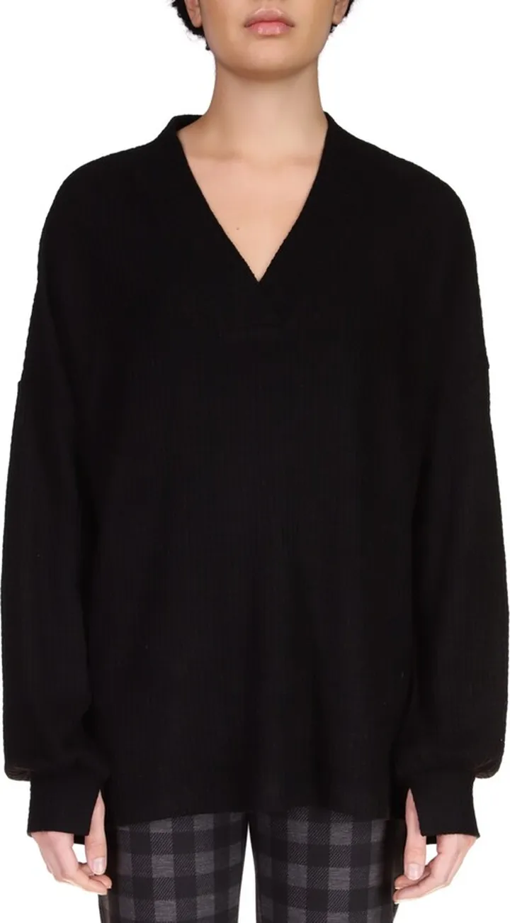 Sanctuary Cozy V-Neck Waffle Knit Sweater