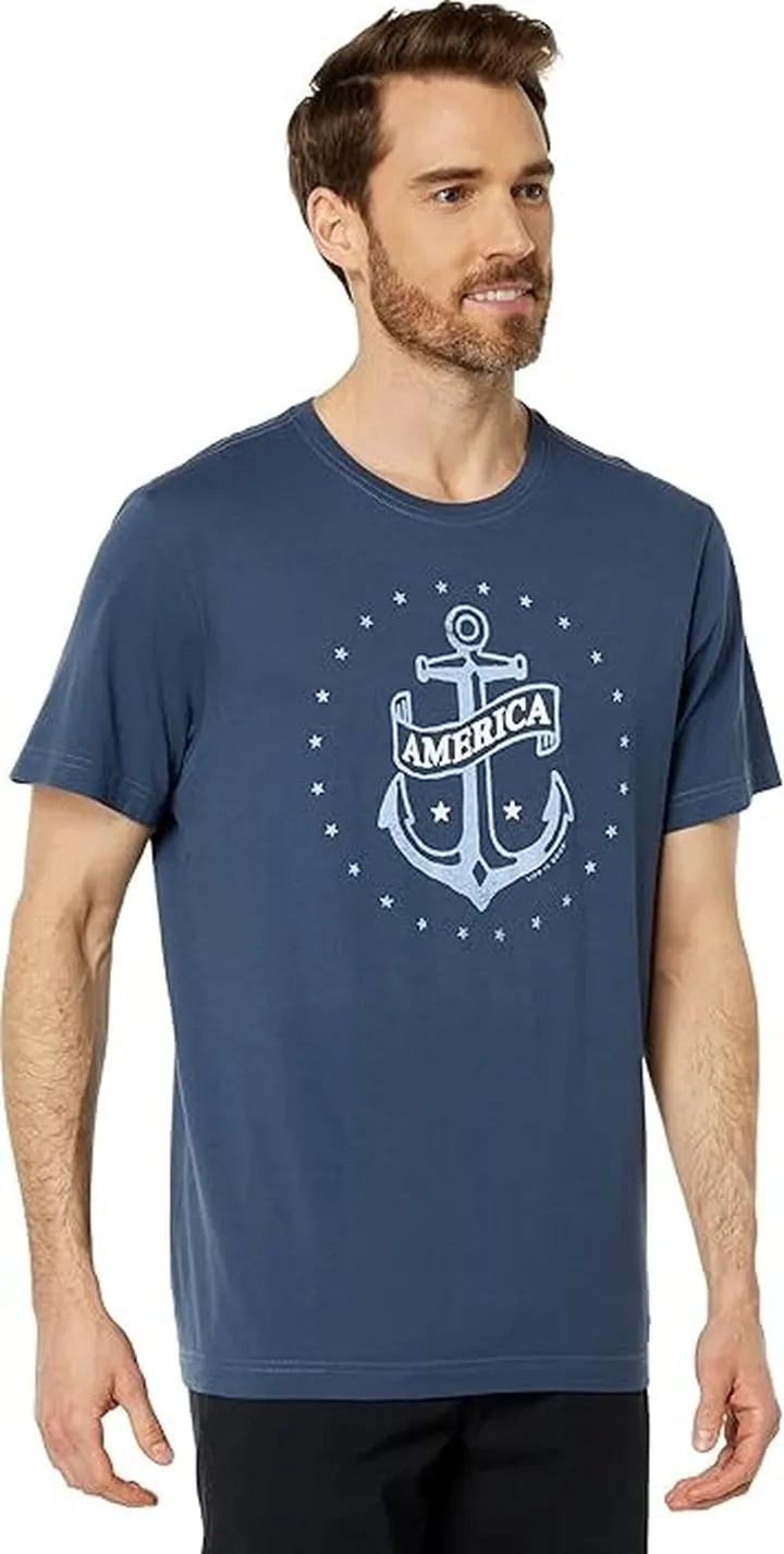 Life is Good Americana Anchor Short Sleeve Crusher-Lite Tee (Darkest Blue) Men's T Shirt