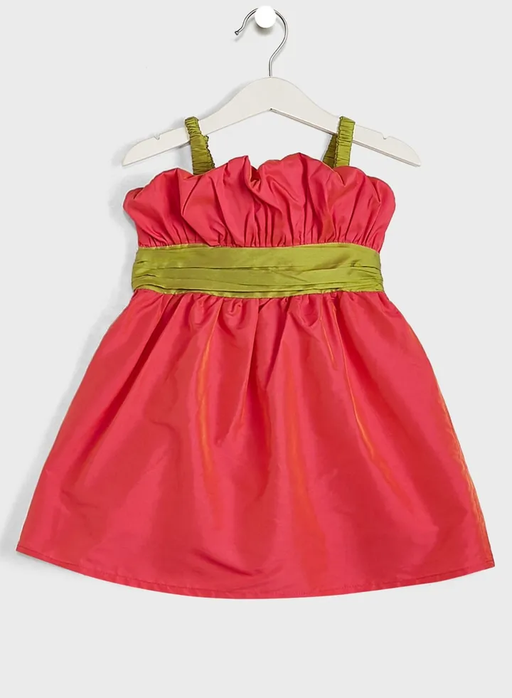 Girls Pleated Evening Wear Dress With Bow Detailing On Waist