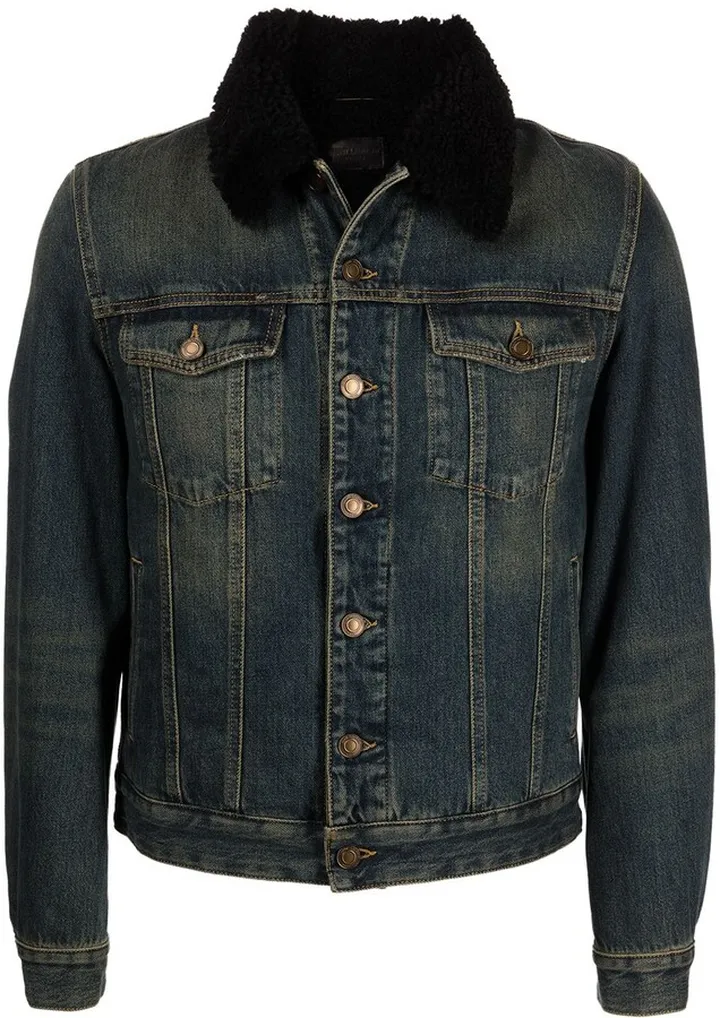 Shearling-Collar Denim Jacket
