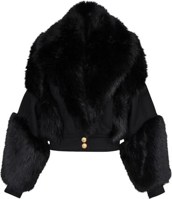 Wool and faux fur jacket