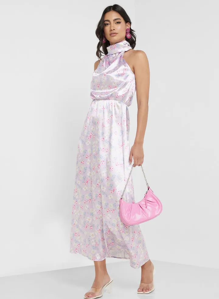 Halter Neck Printed Dress