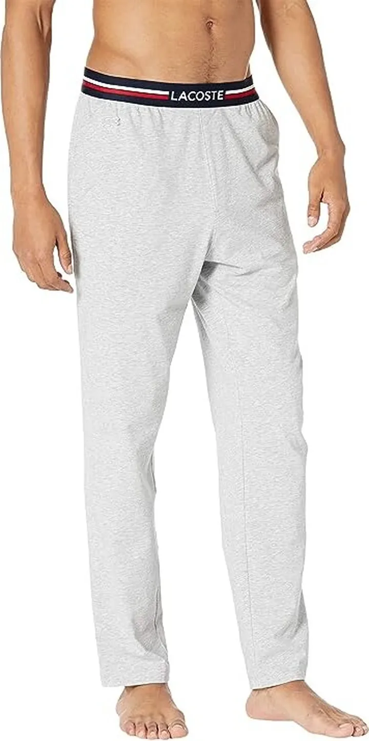 Lacoste Semi Fancy Waistband Pajama Pants (Silver Chine) Men's Pajama