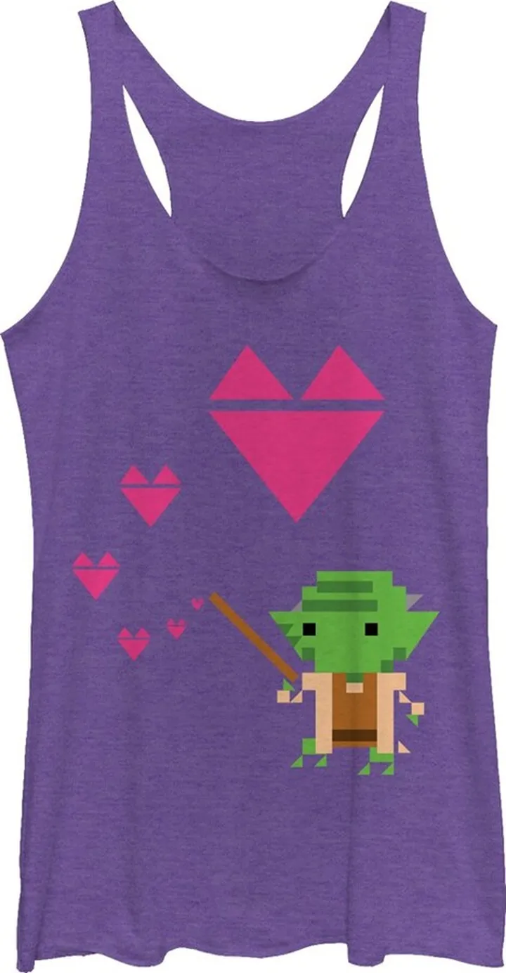 Women's Star Wars Valentine's Day Yoda Racerback Tank Top - Purple Heather - Large