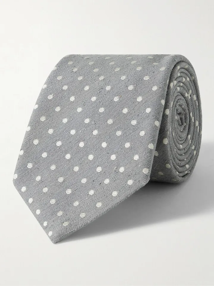 8cm Polka-Dot Slub Silk-Jacquard Tie