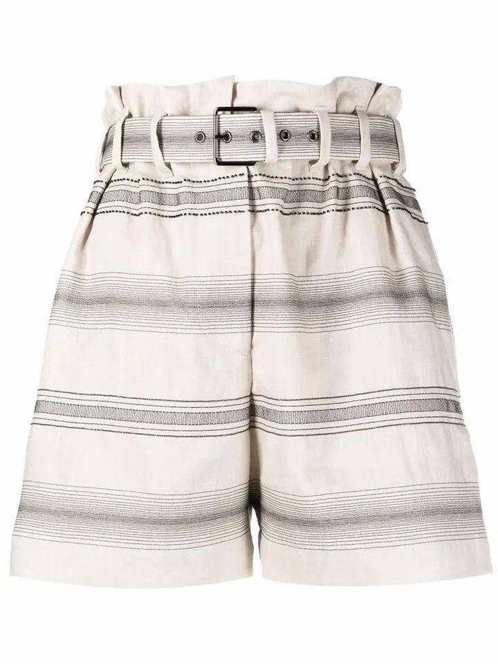 Belted Striped Shorts