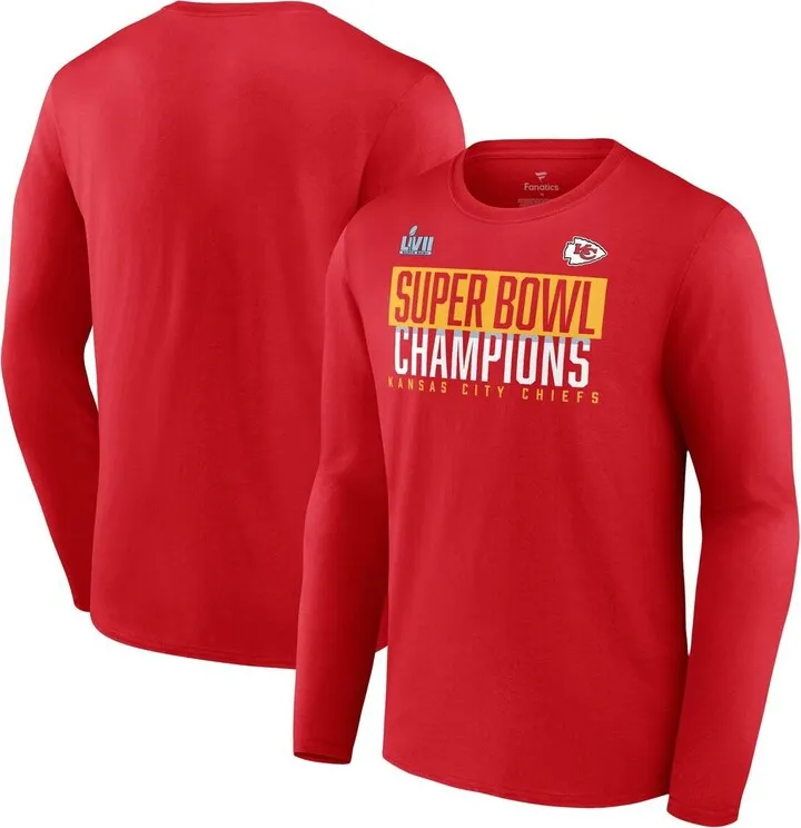 Men's Fanatics Branded Red Kansas City Chiefs Super Bowl Lvii Champions Big and Tall Foam Finger Long Sleeve T-shirt