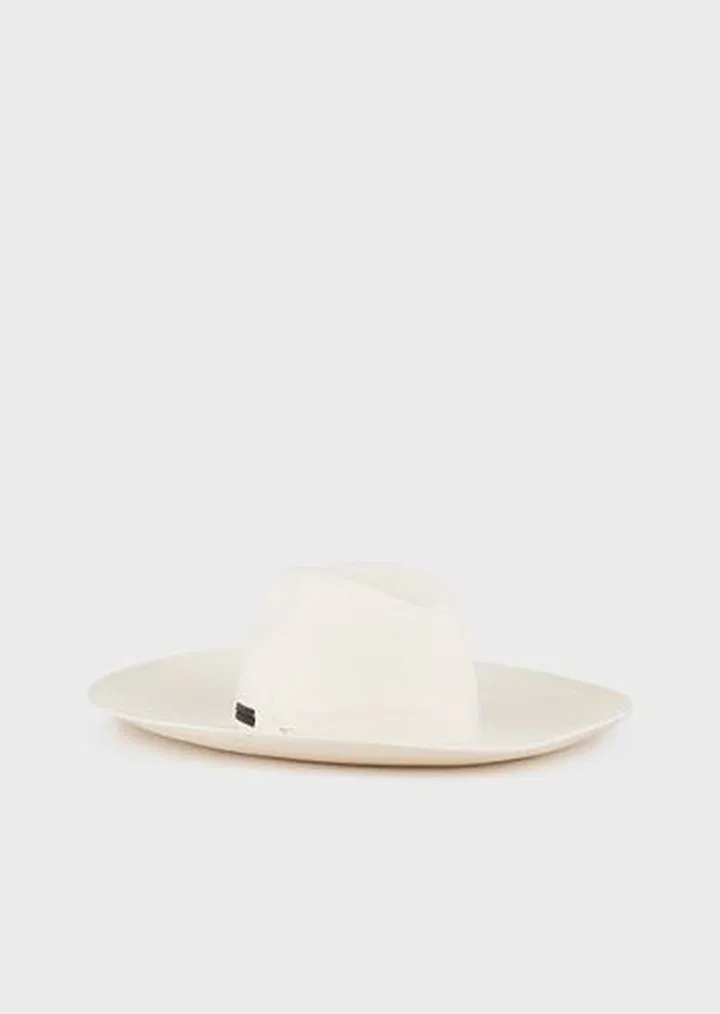 Linen-covered Fedora hat