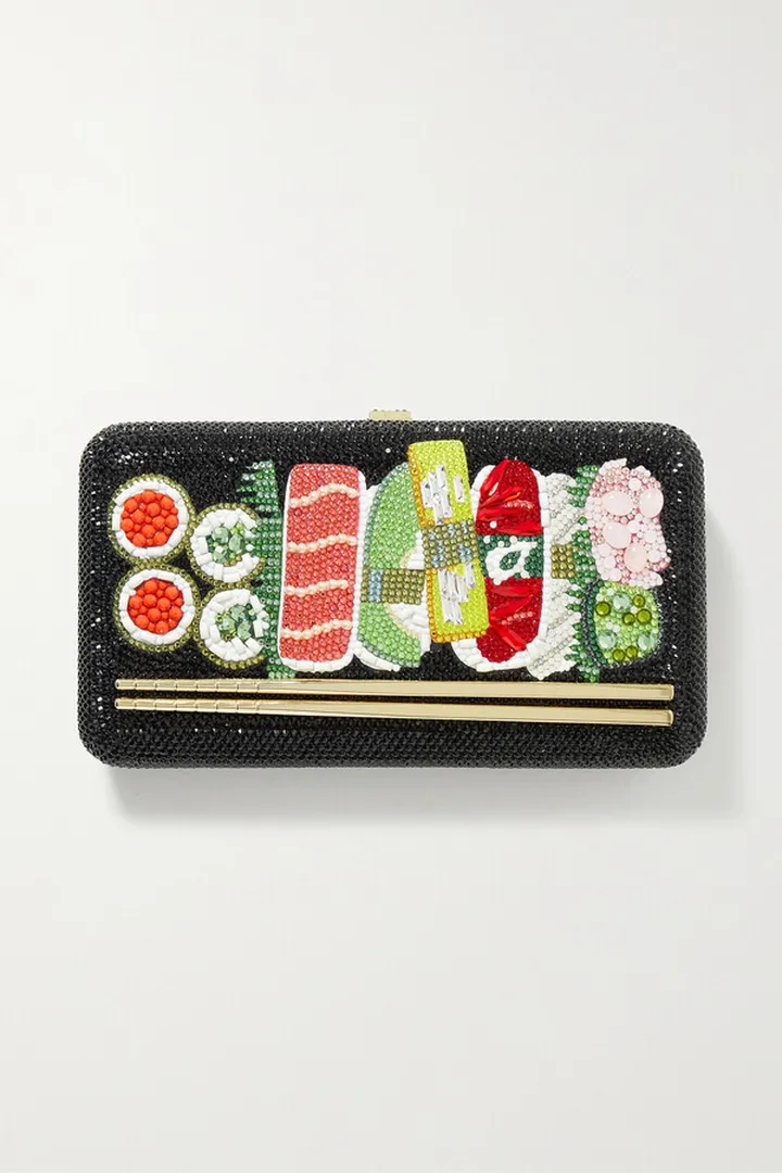 JUDITH LEIBER COUTURE - Kourtney's Lunch Date Crystal-embellished Gold-tone Clutch - Black