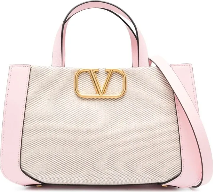 small VLogo Signature canvas tote bag