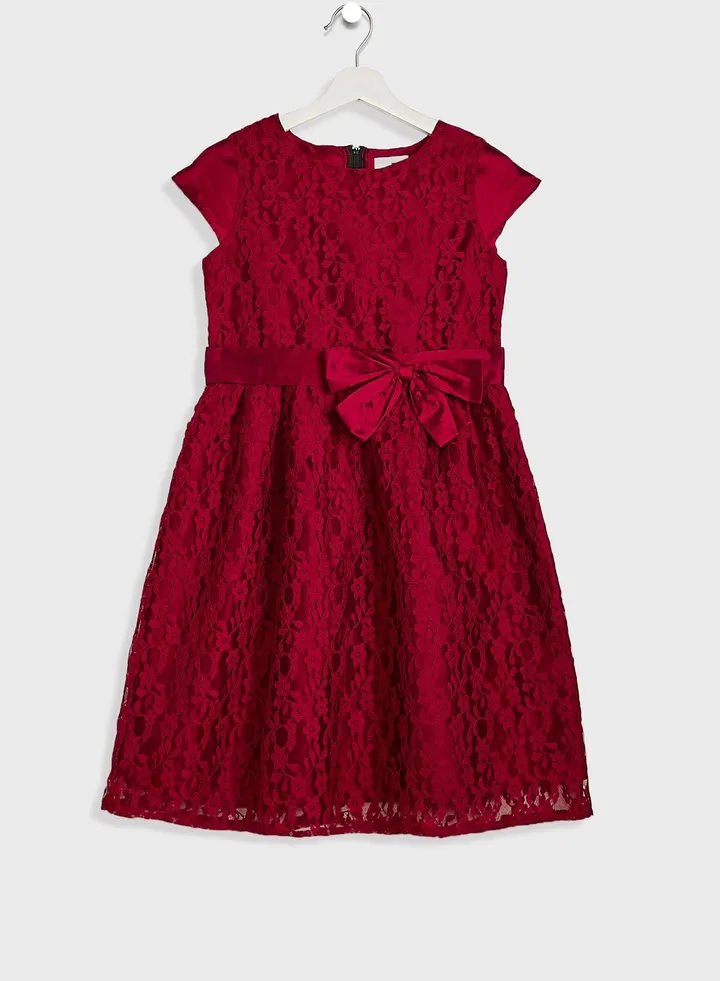 Girls Evening Wear Dress With Bow Detailing On Waist