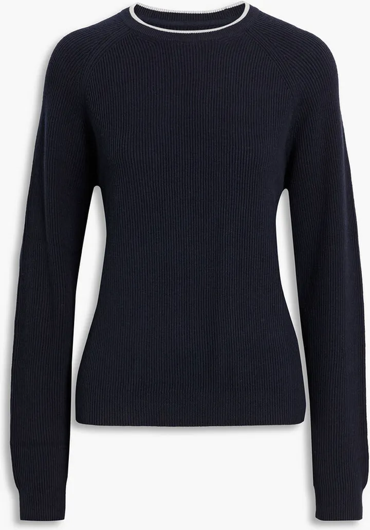 Ribbed cotton and cashmere-blend sweater