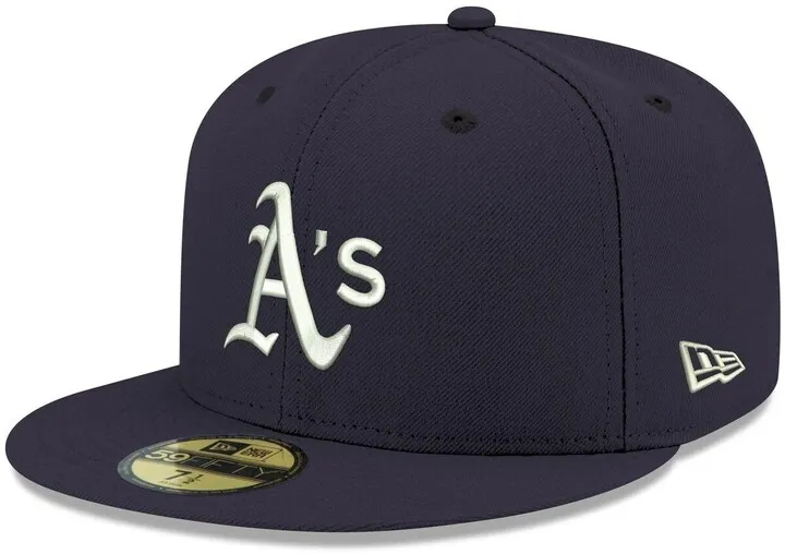 Men's Navy Oakland Athletics Logo White 59FIFTY Fitted Hat