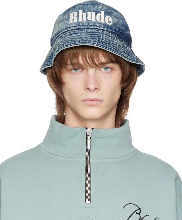 Rhude Blue Logo Bucket Hat