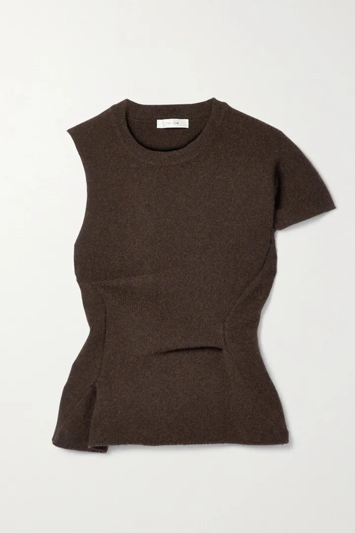 The Row - Charlise Gathered Asymmetric Cashmere Top - Brown