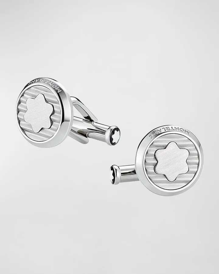 Men's Stainless Steel Snowcap Emblem Cufflinks