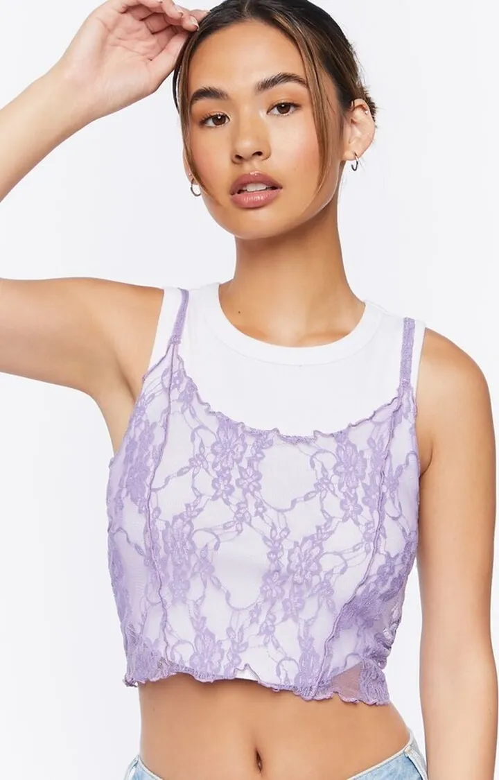 Sheer Lace Cropped Cami