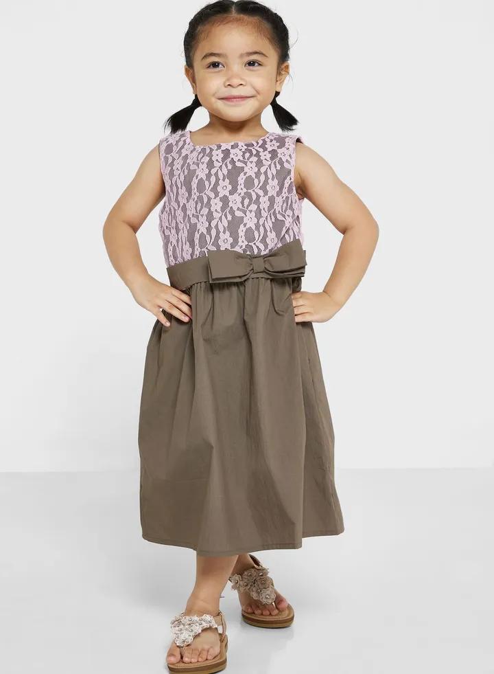 Girls Evening Wear Dress With Bow Detailing On Waist
