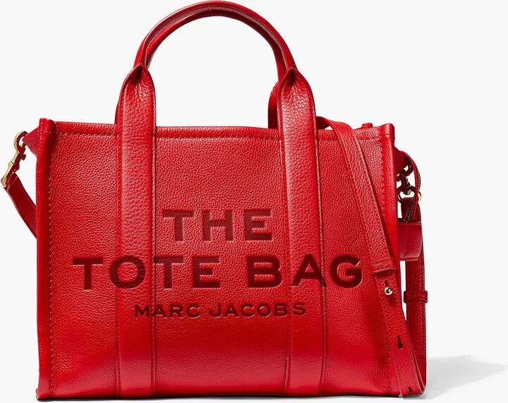The Leather Medium Tote Bag - True Red